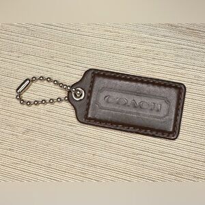 Coach Chocolate Brown Leather Hangtag / Bag Charm / Keychain / Fob - Aprox 2.5”